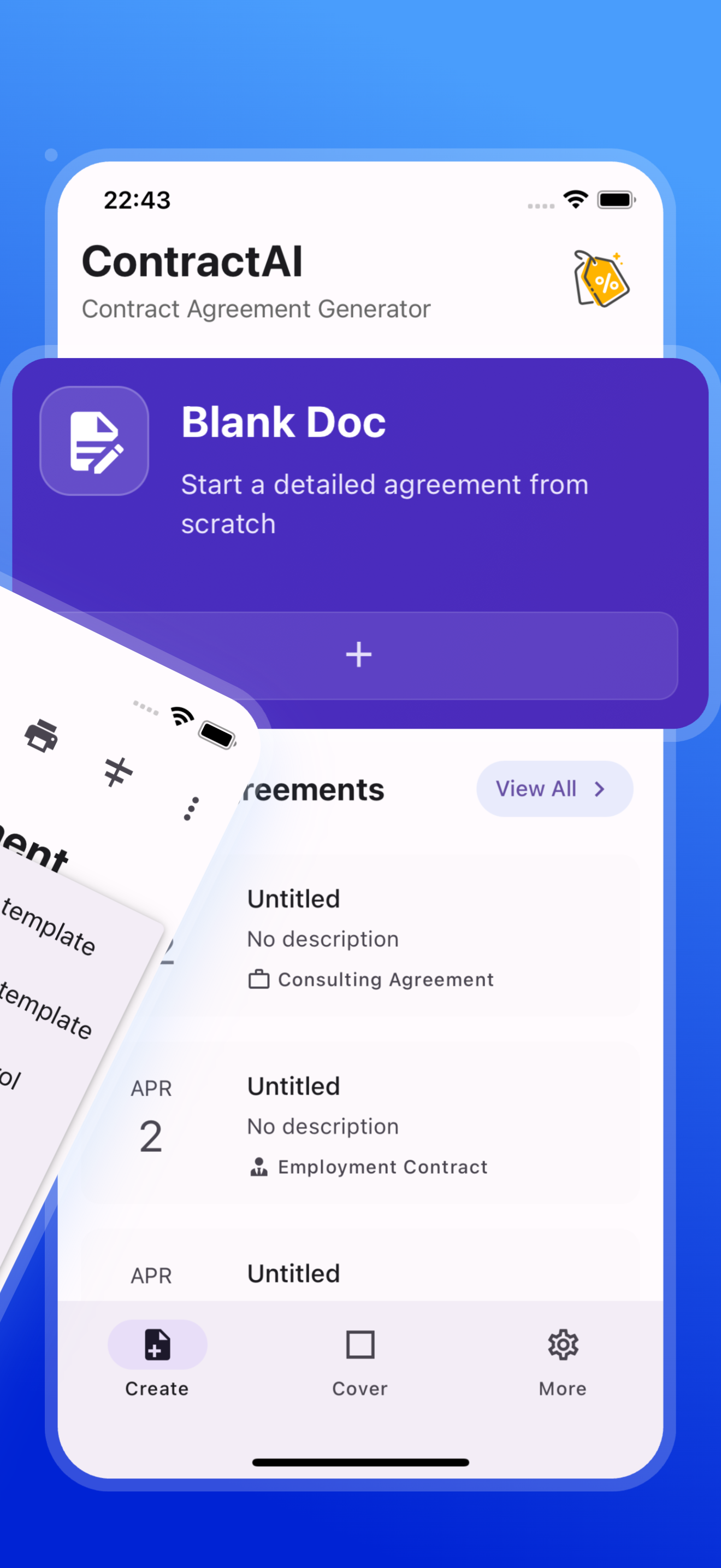 CASEapp screenshot 2 showing contract generation interface